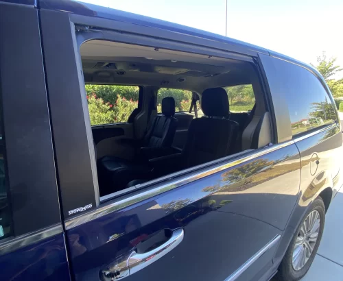 2013 Chrysler Town Driver Side Rear Window Left Rear DD11374 YPY door glass replacement in Elk Grove, California 95757.