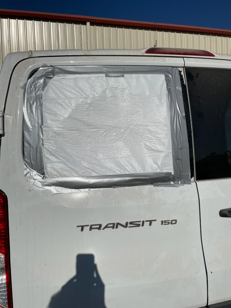 2018 Ford Transit 83.2” Roof Van L (Solar) DB12335 GTN Carlite Back Left Glass Replacement in Galt, California 95632